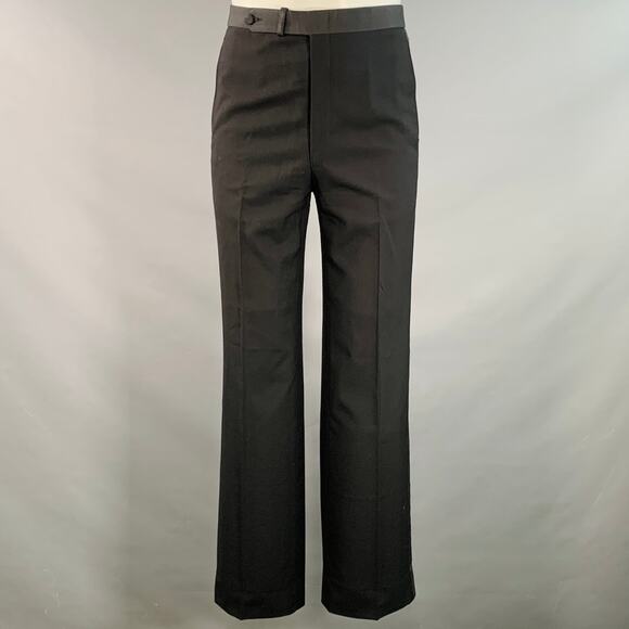 PAUL STUART Size 38 Regular Black Wool Notch Lapel 3 Piece Tuxedo - Picture 5 of 13